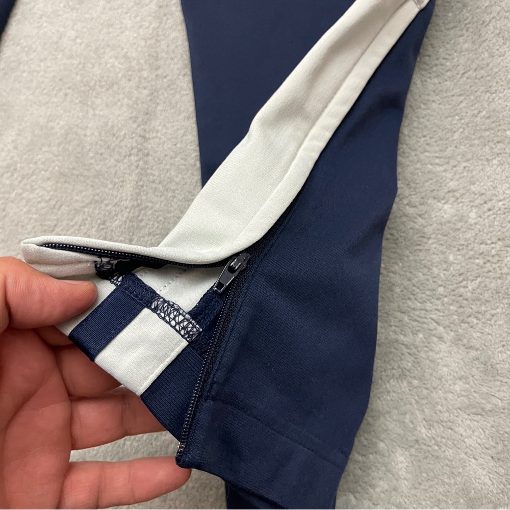 Vintage Nike Track Pants Mens M Blue Zip Cuffs Warm Up Y2K 90s Wide Leg Lined - Picture 2 of 14